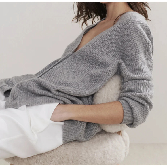 Jenni Kayne Cashmere Cocoon Cardigan Heather Grey Women’s Plus Size 1X Oversized - Picture 3 of 16